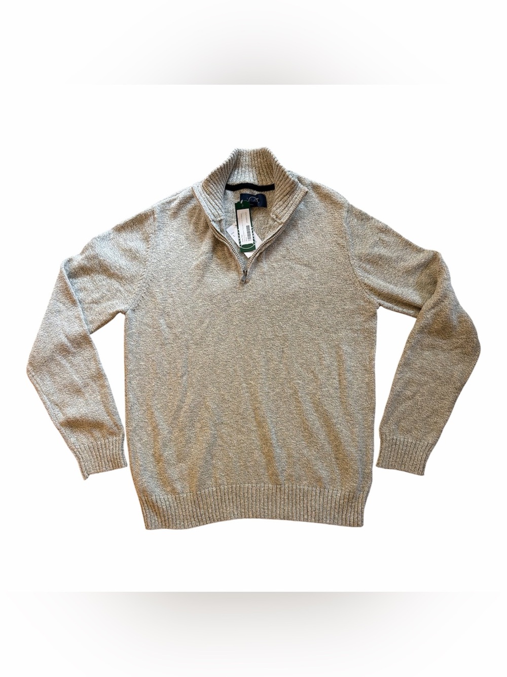 NWT EVEN TIDE Pete Snowheather Textured 1/4 Zip Long Sleeve Sweater Beige L